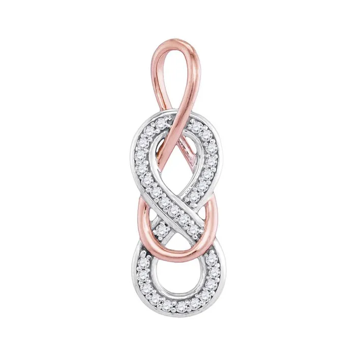 gndatlanta 14k White Gold Round Diamond Double Linked Rosetone Infinity Pendant 110 Cttw Rings