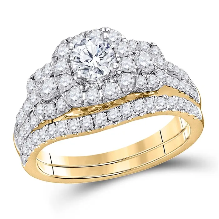 gndatlanta 14k Yellow Gold Round Diamond 3stone Bridal Engagement Ring 112 Cttw Certified Rings
