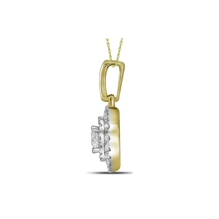 gndatlanta 14k Yellow Gold Round Diamond Fashion Heart Pendant 13 Cttw Necklaces