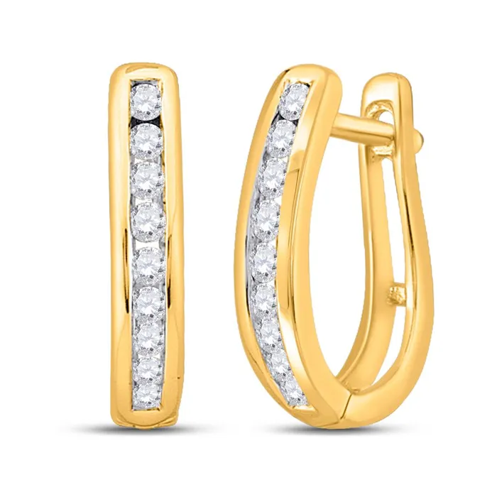 gndatlanta Earrings 10k Yellow Gold Milgrain Round Diamond Hoop Earrings 14 Cttw