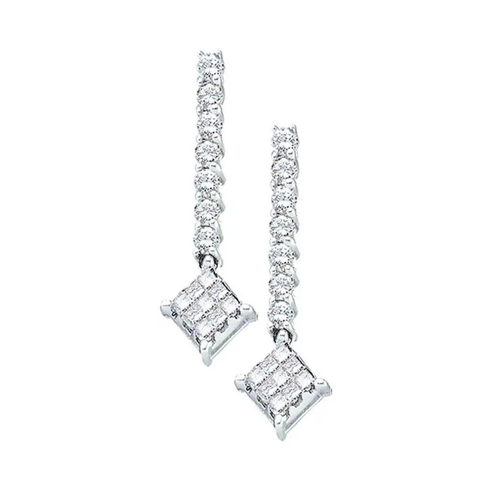 gndatlanta Earrings 14k White Gold Princess Diamond Dangle Earrings 12 Cttw