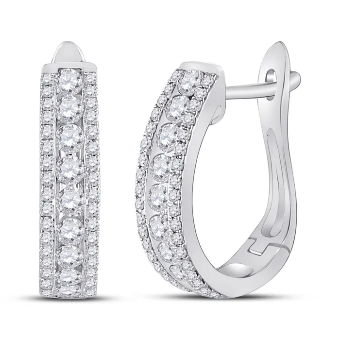 gndatlanta Earrings 14k White Gold Round Diamond Hoop Earrings 78 Cttw