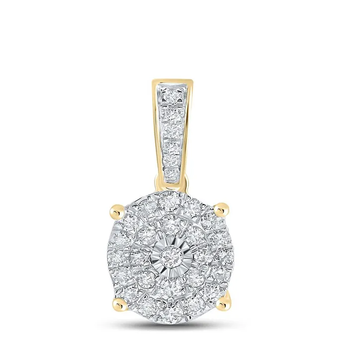 gndatlanta Necklaces 10k Yellow Gold Round Diamond Cluster Pendant 13 Cttw