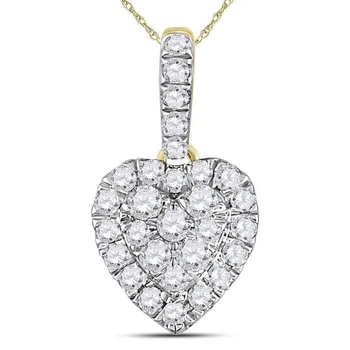 gndatlanta Necklaces 14k Yellow Gold Round Diamond Heart Pendant 13 Cttw
