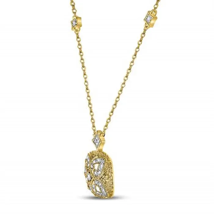 gndatlanta Necklaces Sterling Silver Round Diamond Filigree Fashion Necklace 110 Cttw