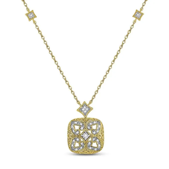 gndatlanta Necklaces Sterling Silver Round Diamond Filigree Fashion Necklace 110 Cttw
