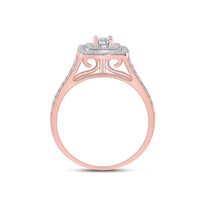 gndatlanta Rings 10k Rose Gold Round Diamond Halo Bridal Wedding Ring Set 12 Cttw