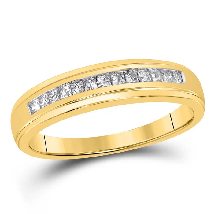 gndatlanta Rings 10k Yellow Gold Princess Diamond Single Row Wedding Band 14 Cttw