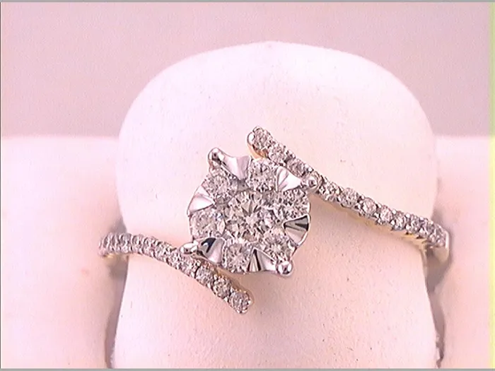 gndatlanta Rings 10k Yellow Gold Round Diamond Bypass Flower Cluster Ring 12 Cttw