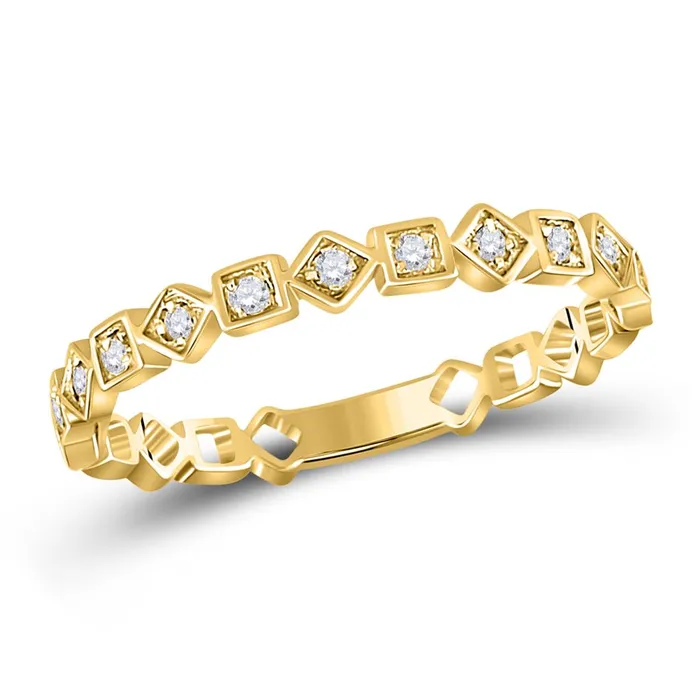 gndatlanta Rings 10k Yellow Gold Round Diamond Squares Stackable Band Ring 110 Cttw
