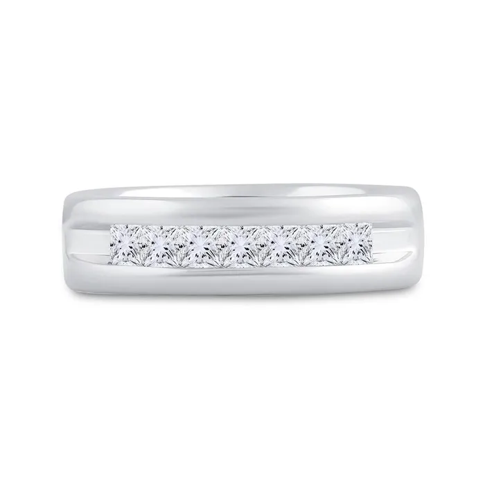 gndatlanta Rings 14k White Gold Machine Set Princess Diamond Wedding Channel Band Ring 1 Cttw