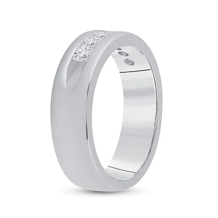 gndatlanta Rings 14k White Gold Machine Set Princess Diamond Wedding Channel Band Ring 1 Cttw