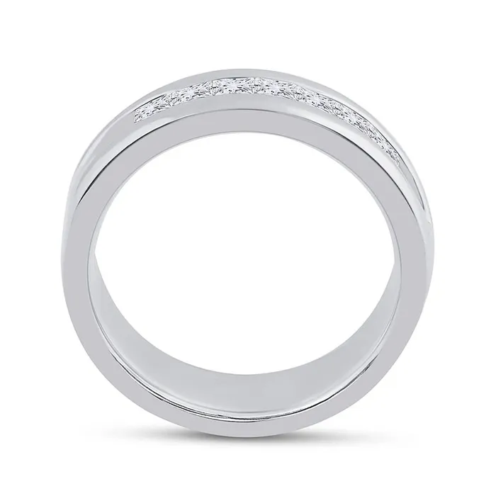 gndatlanta Rings 14k White Gold Machine Set Princess Diamond Wedding Channel Band Ring 1 Cttw