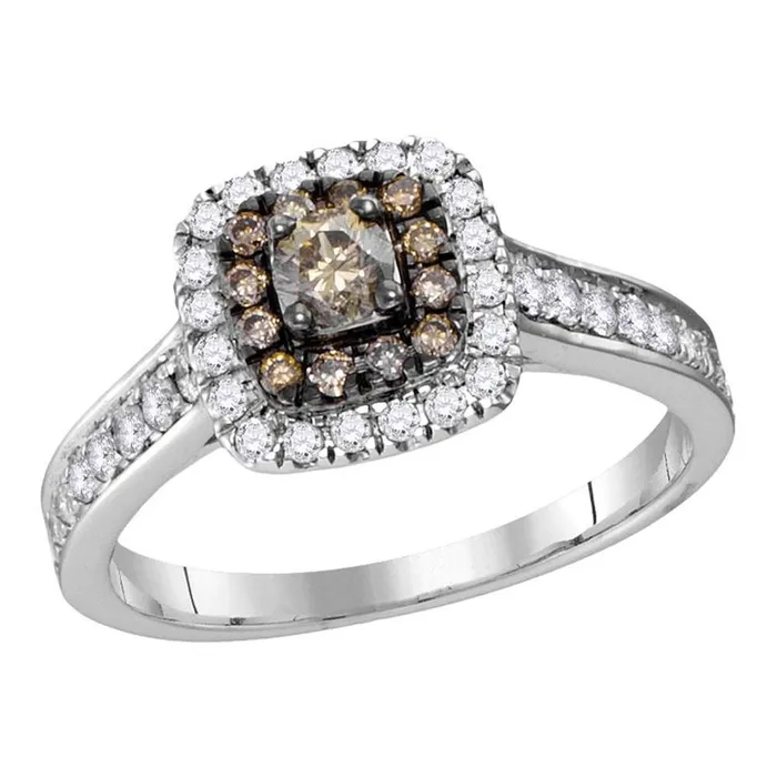gndatlanta Rings 14k White Gold Round Brown Diamond Solitaire Bridal Engagement Ring 34 Cttw