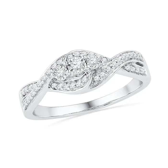gndatlanta Rings 14k White Gold Round Diamond 3stone Promise Ring 15 Cttw