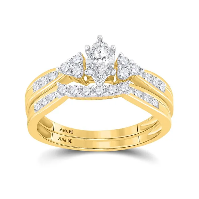 gndatlanta Rings 14k Yellow Gold Marquise Diamond Bridal Wedding Ring Set 12 Cttw Certified
