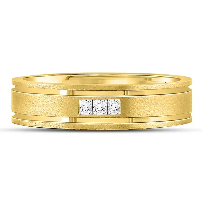 gndatlanta Rings 14k Yellow Gold Princess Diamond Wedding Band Ring 18 Cttw