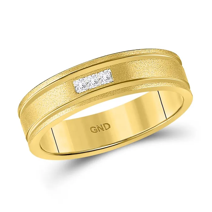 gndatlanta Rings 14k Yellow Gold Princess Diamond Wedding Band Ring 18 Cttw