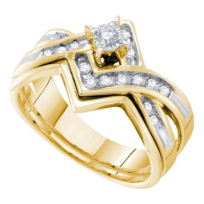 gndatlanta Rings 14k Yellow Gold Round Diamond Bridal Wedding Ring Set 14 Cttw