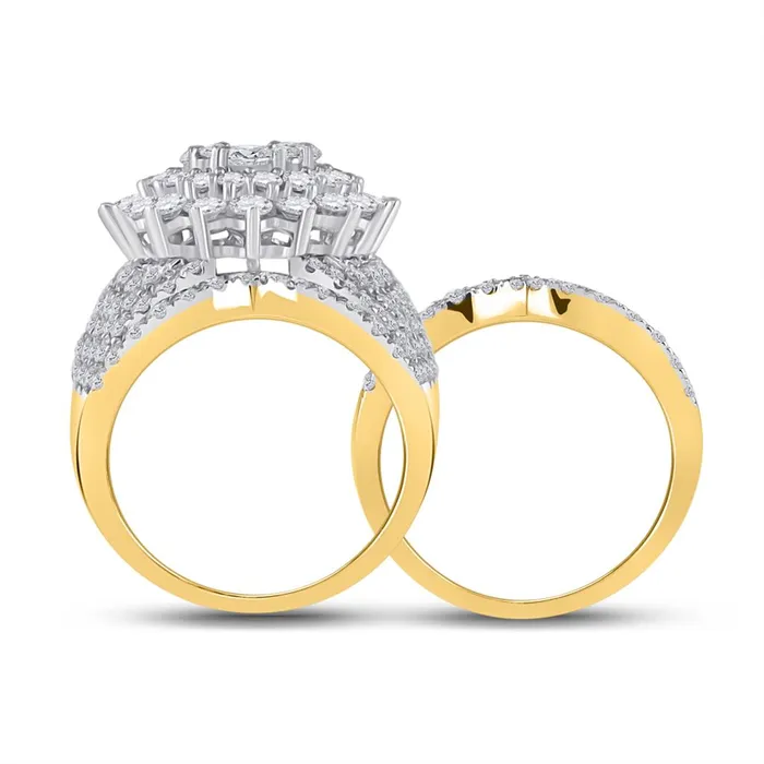 gndatlanta Rings 14k Yellow Gold Round Diamond Bridal Wedding Ring Set 5 Cttw