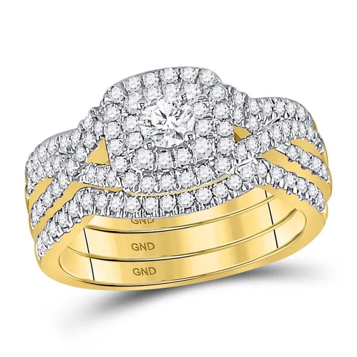 gndatlanta Rings 14k Yellow Gold Round Diamond Bridal Wedding Ring Set 78 Cttw Certified