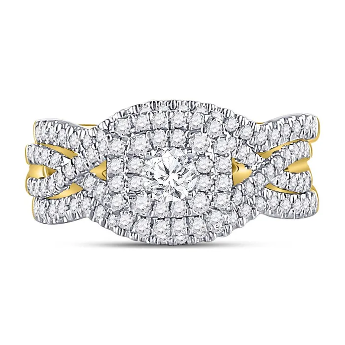 gndatlanta Rings 14k Yellow Gold Round Diamond Bridal Wedding Ring Set 78 Cttw Certified