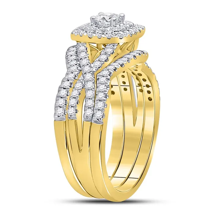gndatlanta Rings 14k Yellow Gold Round Diamond Bridal Wedding Ring Set 78 Cttw Certified