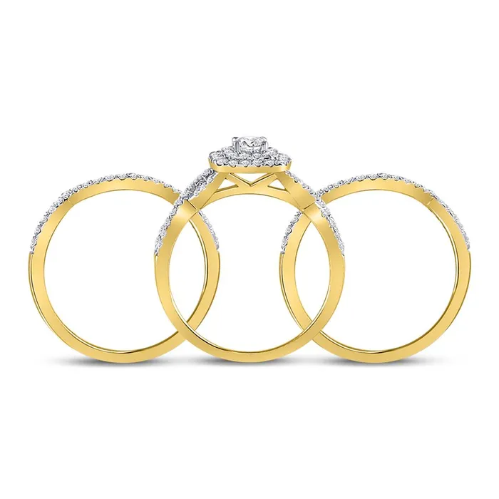 gndatlanta Rings 14k Yellow Gold Round Diamond Bridal Wedding Ring Set 78 Cttw Certified
