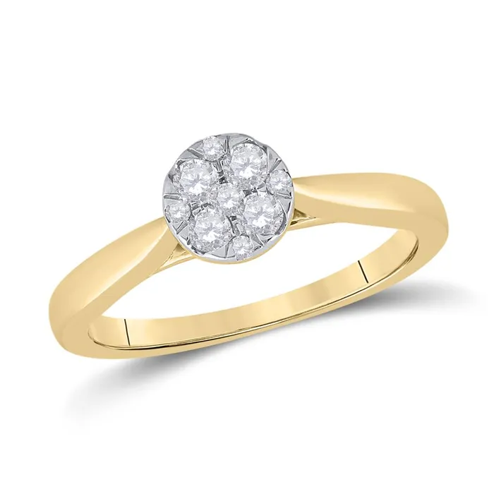 gndatlanta Rings 14k Yellow Gold Round Diamond Larissa Cluster Bridal Engagement Ring 14 Cttw