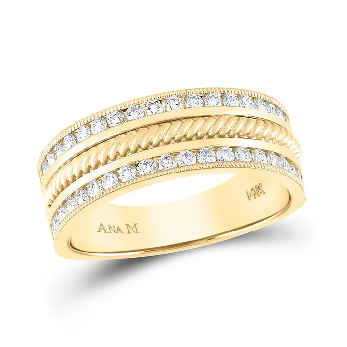 gndatlanta Rings 14k Yellow Gold Round Diamond Wedding Rope Band Ring 34 Cttw