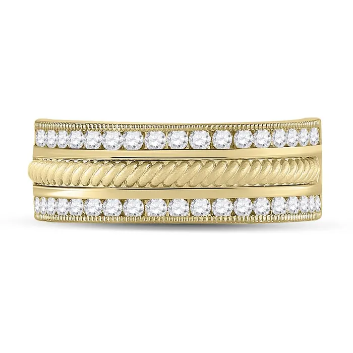 gndatlanta Rings 14k Yellow Gold Round Diamond Wedding Rope Band Ring 34 Cttw