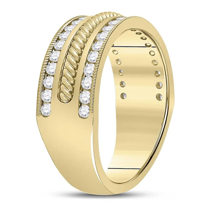 gndatlanta Rings 14k Yellow Gold Round Diamond Wedding Rope Band Ring 34 Cttw