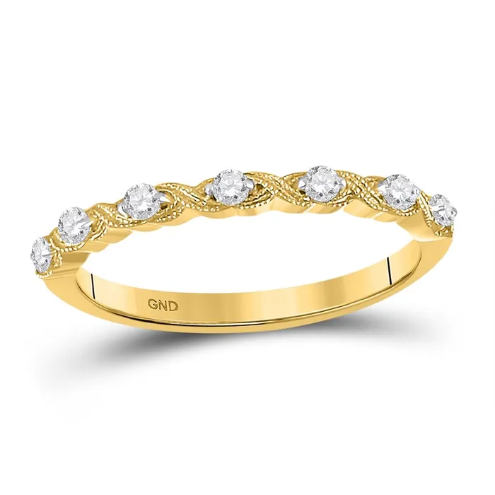 gndatlanta Rings 14k Yellow Gold Round Diamond XOXO Stackable Band Ring 18 Cttw