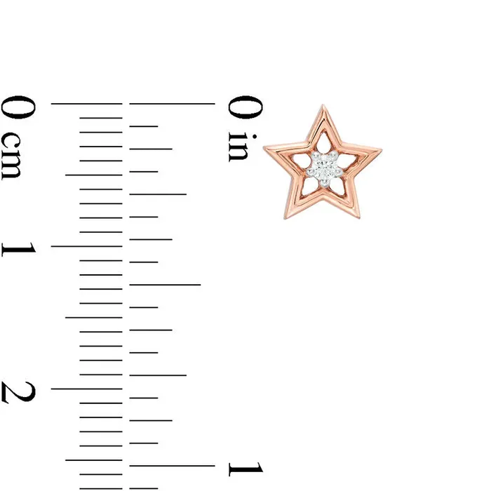 Goldia 005 CT TW Diamond Solitaire Star Stud Earrings in 10K Rose Gold Earrings Goldia 005 CT TW Diamond Solitaire Star Stud Earrings in 10K Rose Gold Earrings