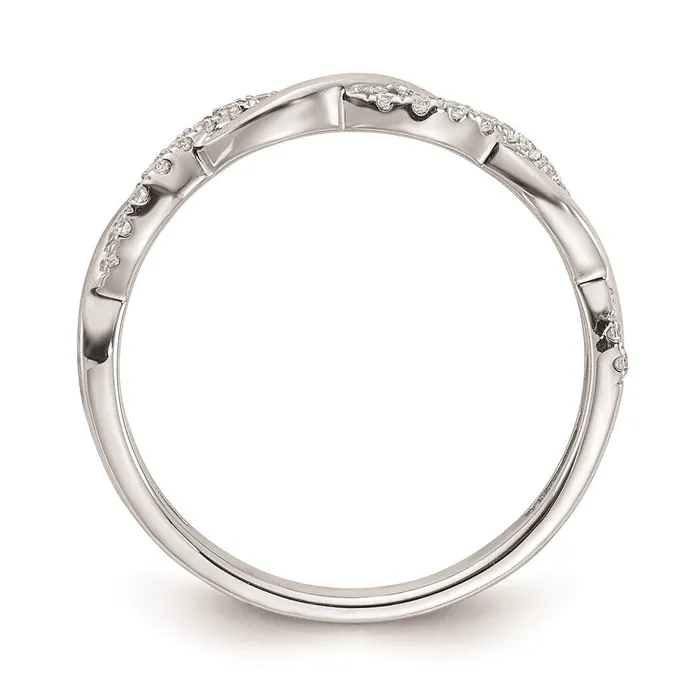 Goldia 012ct CZ Solid Real 14k White Gold Twist Design Wedding Wedding Band Ring Rings