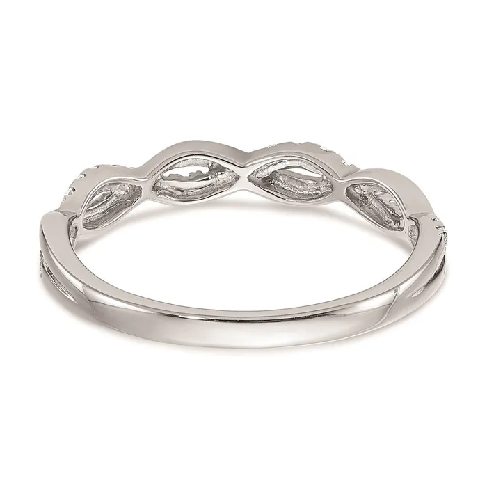 Goldia 012ct CZ Solid Real 14k White Gold Twist Design Wedding Wedding Band Ring Rings