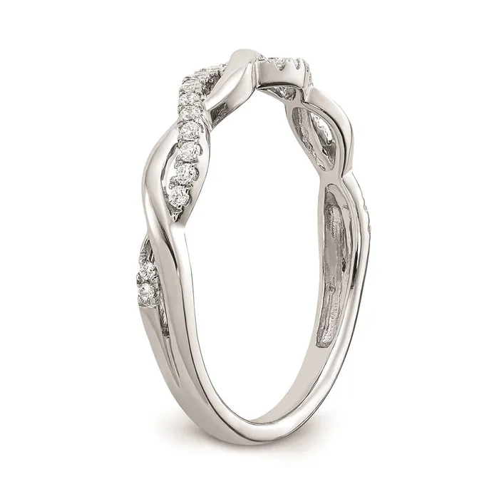 Goldia 012ct CZ Solid Real 14k White Gold Twist Design Wedding Wedding Band Ring Rings