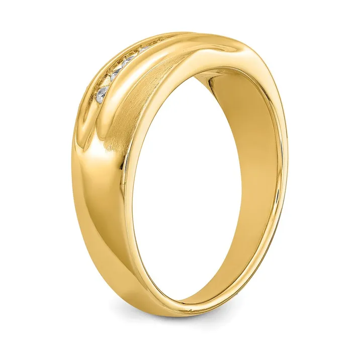 Goldia 020ct CZ Solid Real 14k Mens Wedding Band Ring Satin EW Rings