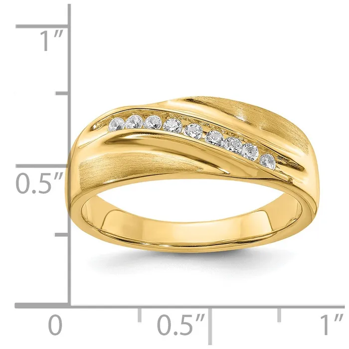 Goldia 020ct CZ Solid Real 14k Mens Wedding Band Ring Satin EW Rings