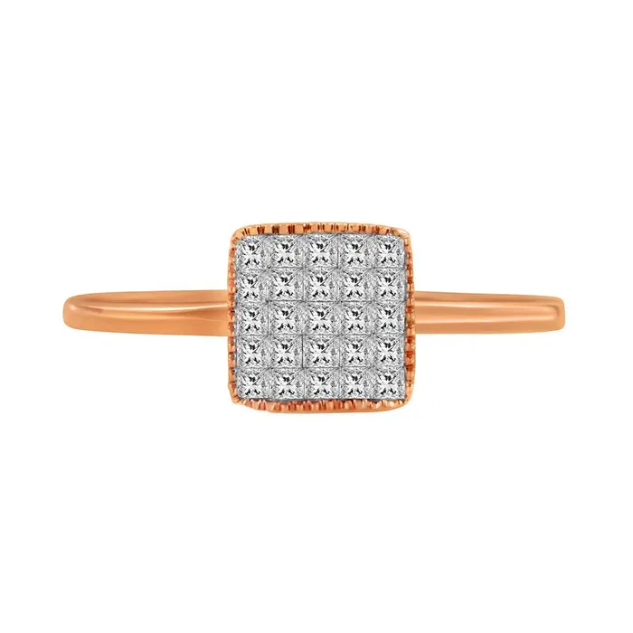 Goldia 033 CT TW PrincessCut Composite Natural Diamond Ring in Solid 10K Rose Gold Rings
