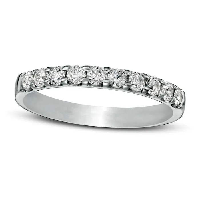 Goldia 050 CT TW Certified Natural Diamond Band in Solid 18K White Gold IVS2 Rings