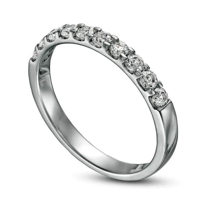 Goldia 050 CT TW Certified Natural Diamond Band in Solid 18K White Gold IVS2 Rings