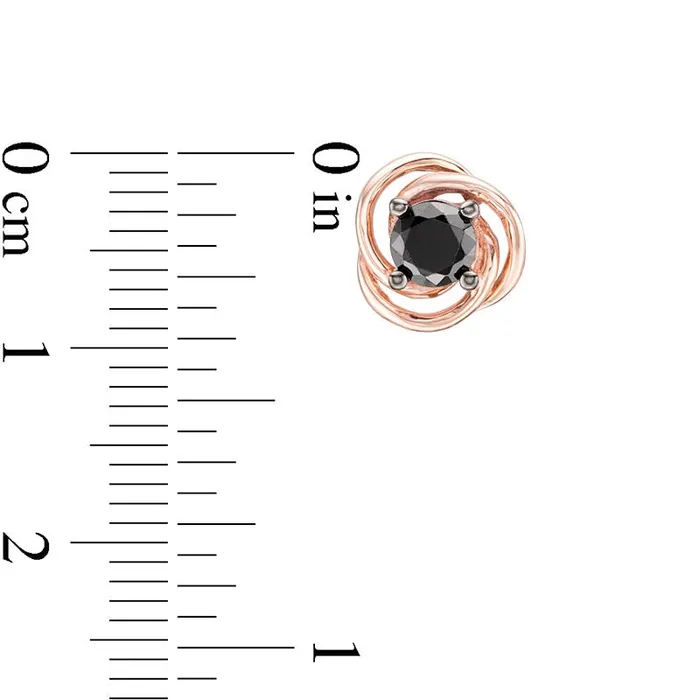 Goldia 063 CT TW Enhanced Black Diamond Solitaire Love Knot Stud Earrings in 10K Rose Gold Earrings