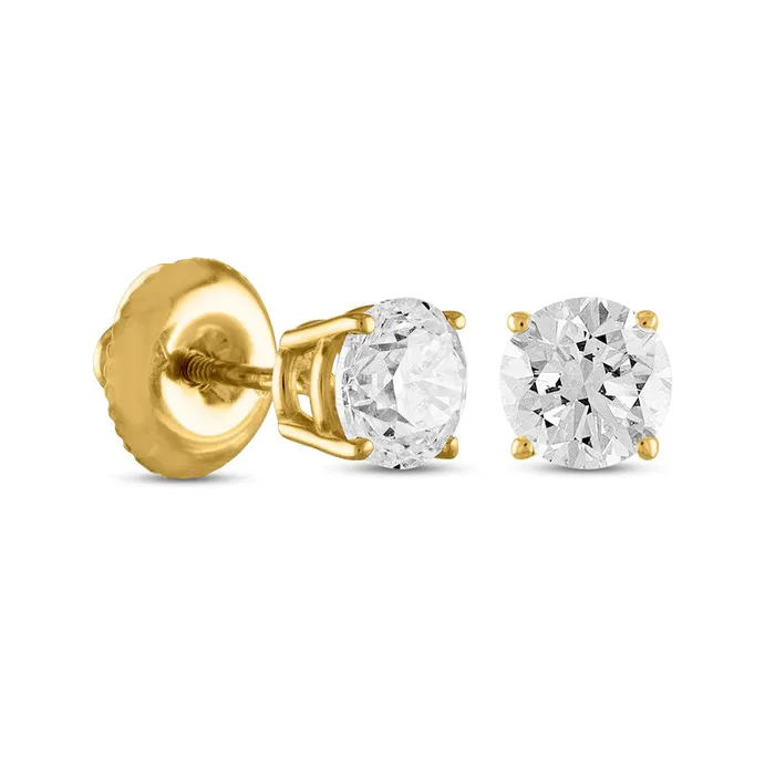 Goldia 075 CT TW Certified Diamond Stud Earrings in 14K Gold II1 Earrings