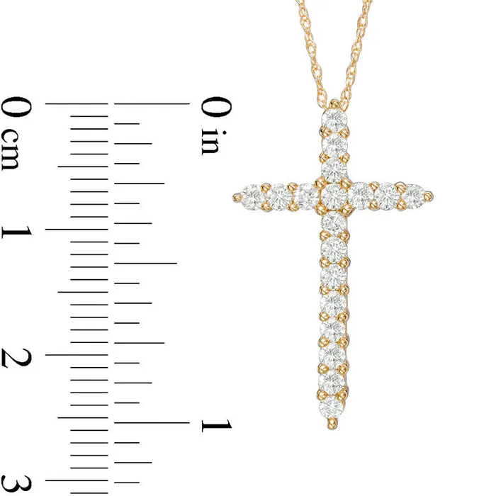 Goldia 075 CT TW Natural Diamond Cross Pendant in 14K Gold Necklaces