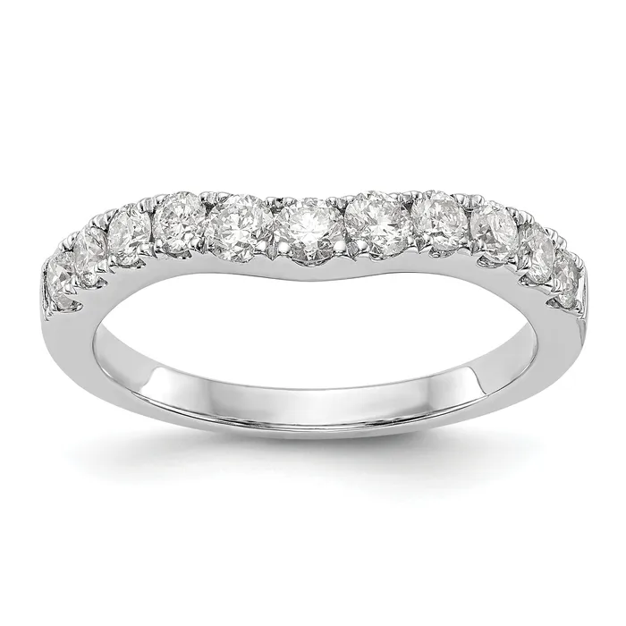 Goldia 075ct CZ Solid Real 14K White Gold Wedding Wedding Band Ring Rings