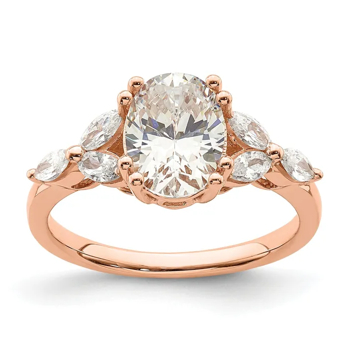 Goldia 150ct CZ Solid Real 14k Rose Polish 1 12ct Oval Engagement Dia Ring Rings