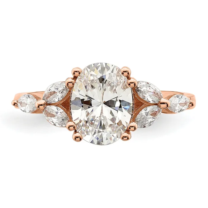 Goldia 150ct CZ Solid Real 14k Rose Polish 1 12ct Oval Engagement Dia Ring Rings
