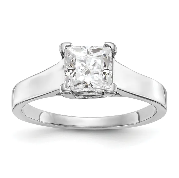 Goldia 150ct CZ Solid Real 14k White Gold Square Solitaire Engagement Ring Rings