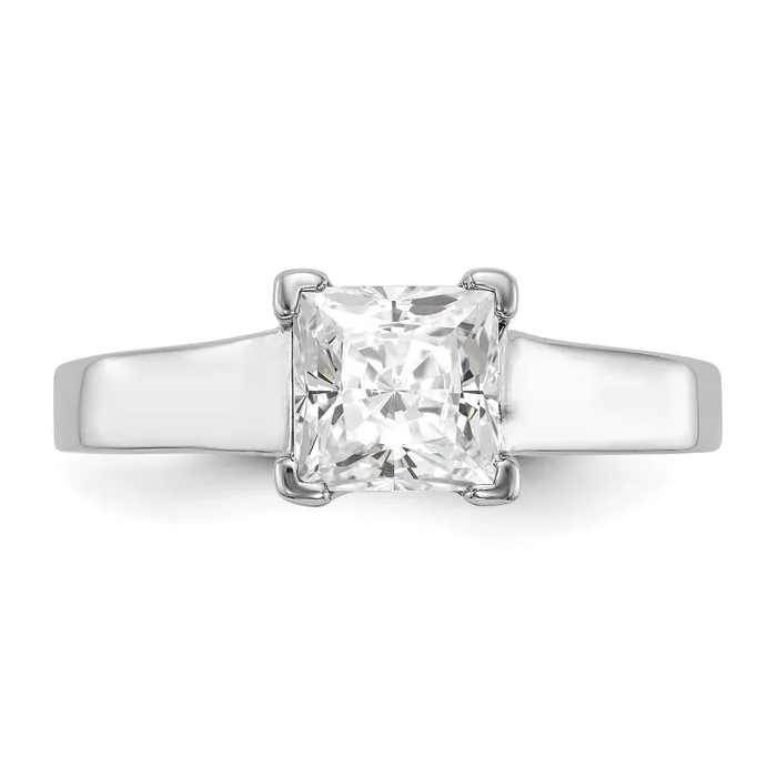 Goldia 150ct CZ Solid Real 14k White Gold Square Solitaire Engagement Ring Rings